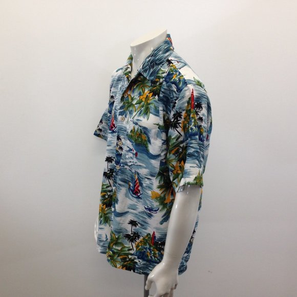Maui Maui Men's Large Hawaiian Shirt Sailing Beach - Picture 7 of 7